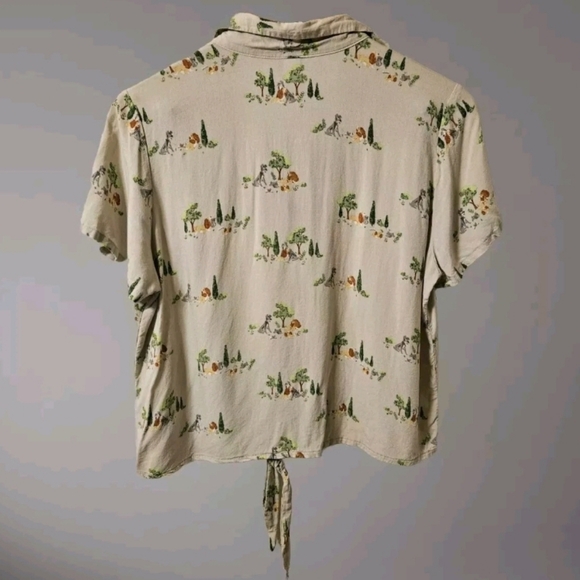 Disney Lady & The Tramp Classic Timeless Movie Whimsical Button Blouse XL - Picture 9 of 11